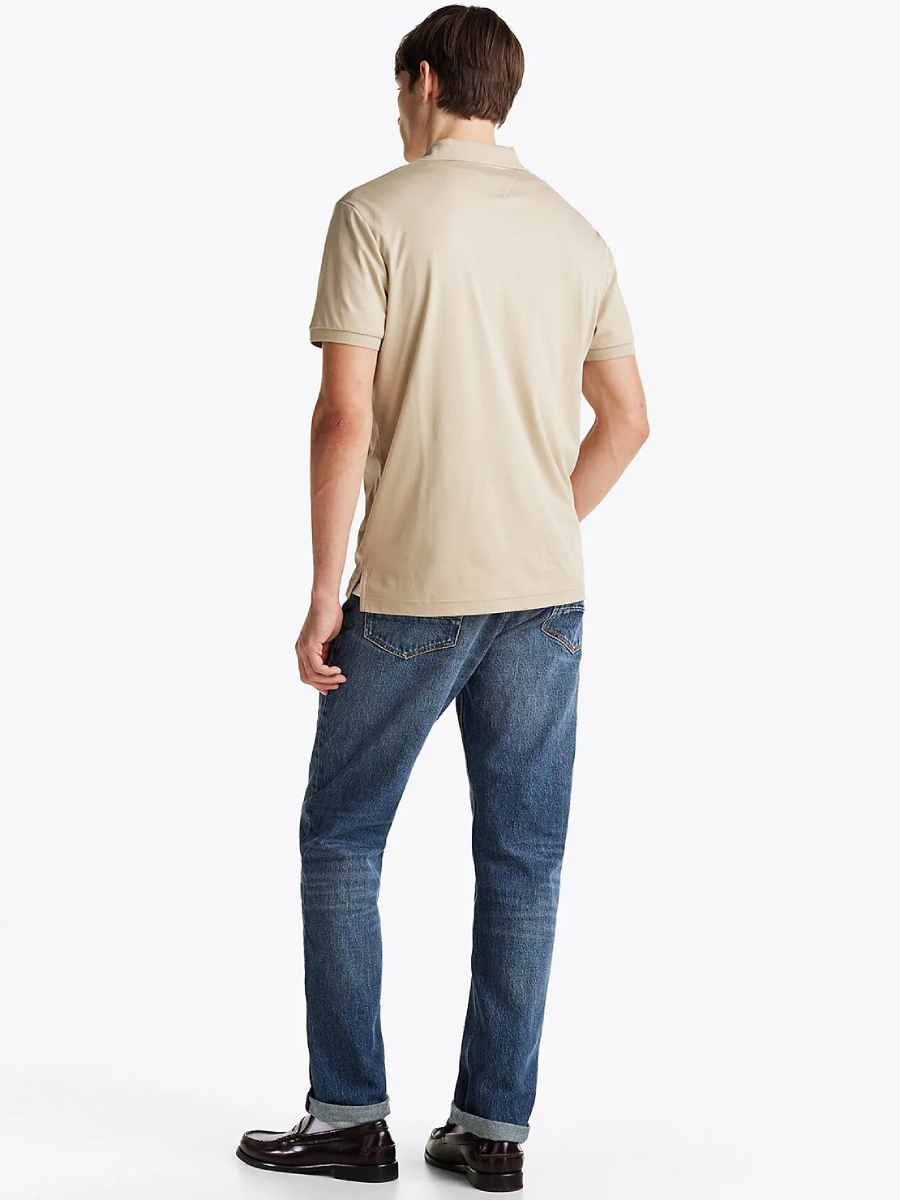 detail Tommy Hilfiger pánské béžové polo tričko