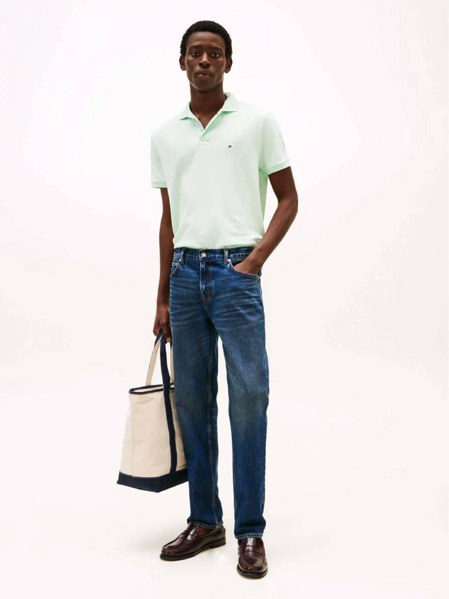 detail Tommy Hilfiger pánské světle zelené polo tričko