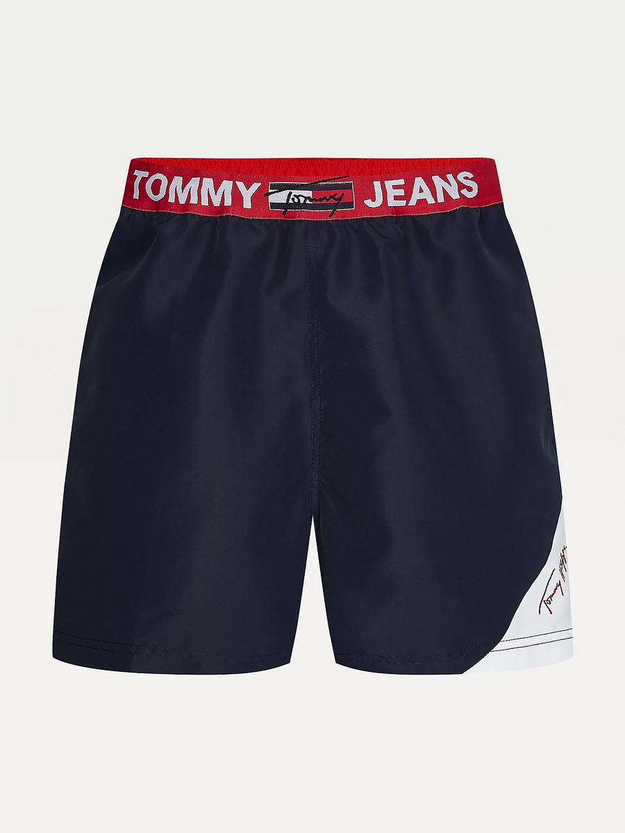 detail Tommy Jeans pánské tmavě modré plavky SF MEDIUM DRAWSTRING