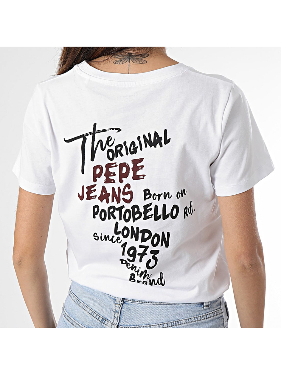 detail Pepe Jeans dámské bílé tričko