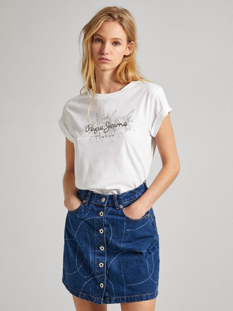 detail Pepe Jeans dámské bílé tričko HELEN