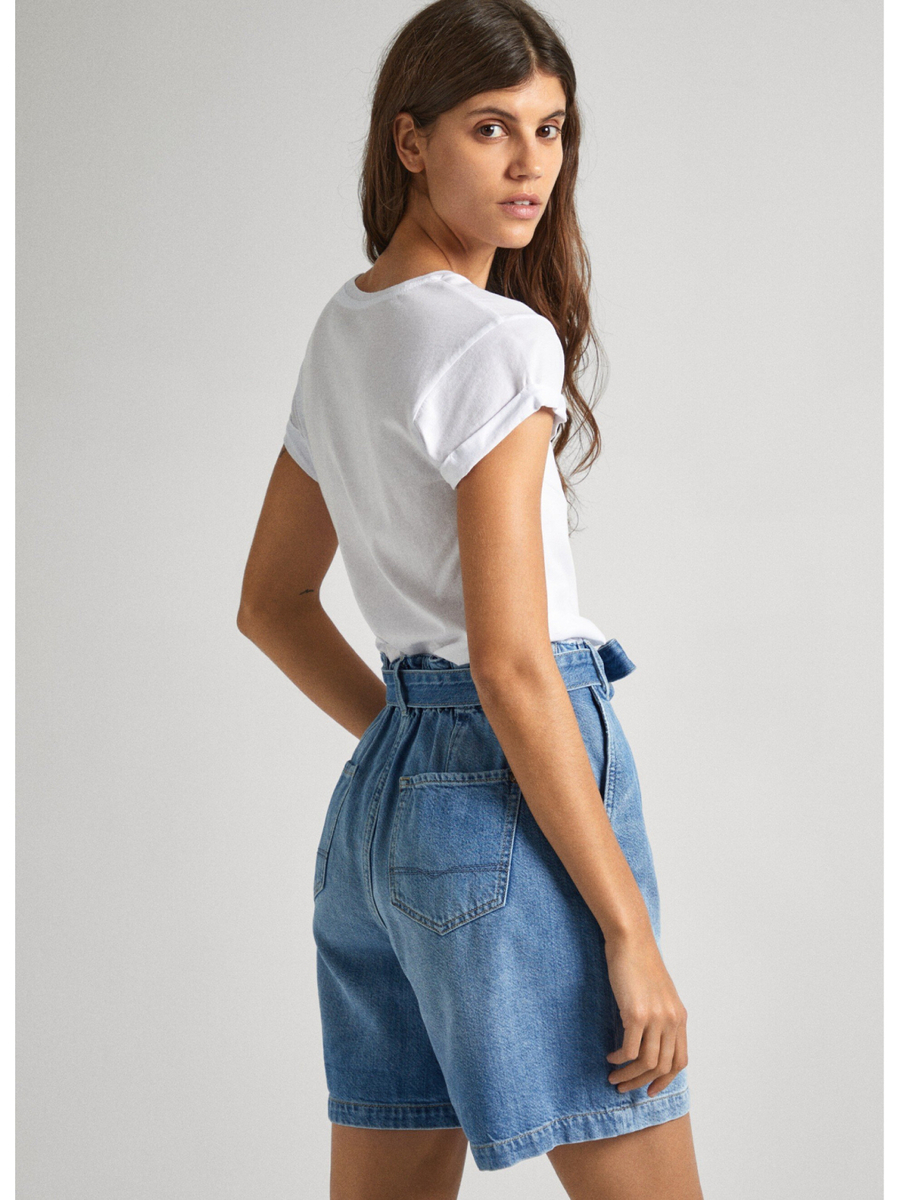 detail Pepe Jeans dámské bílé tričko JANET s potiskem