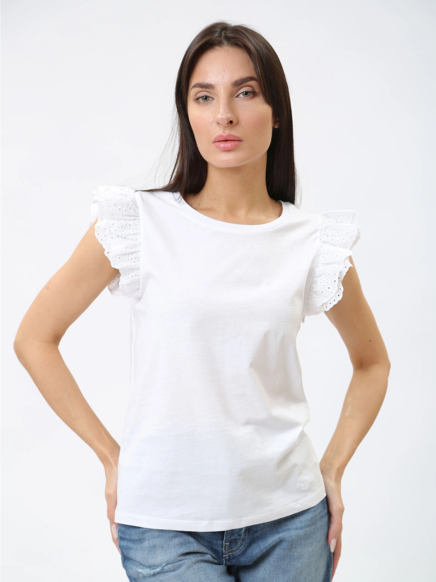 detail Pepe Jeans dámské bílé tričko