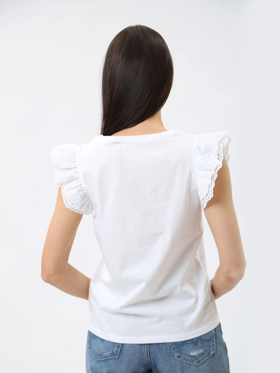 detail Pepe Jeans dámské bílé tričko