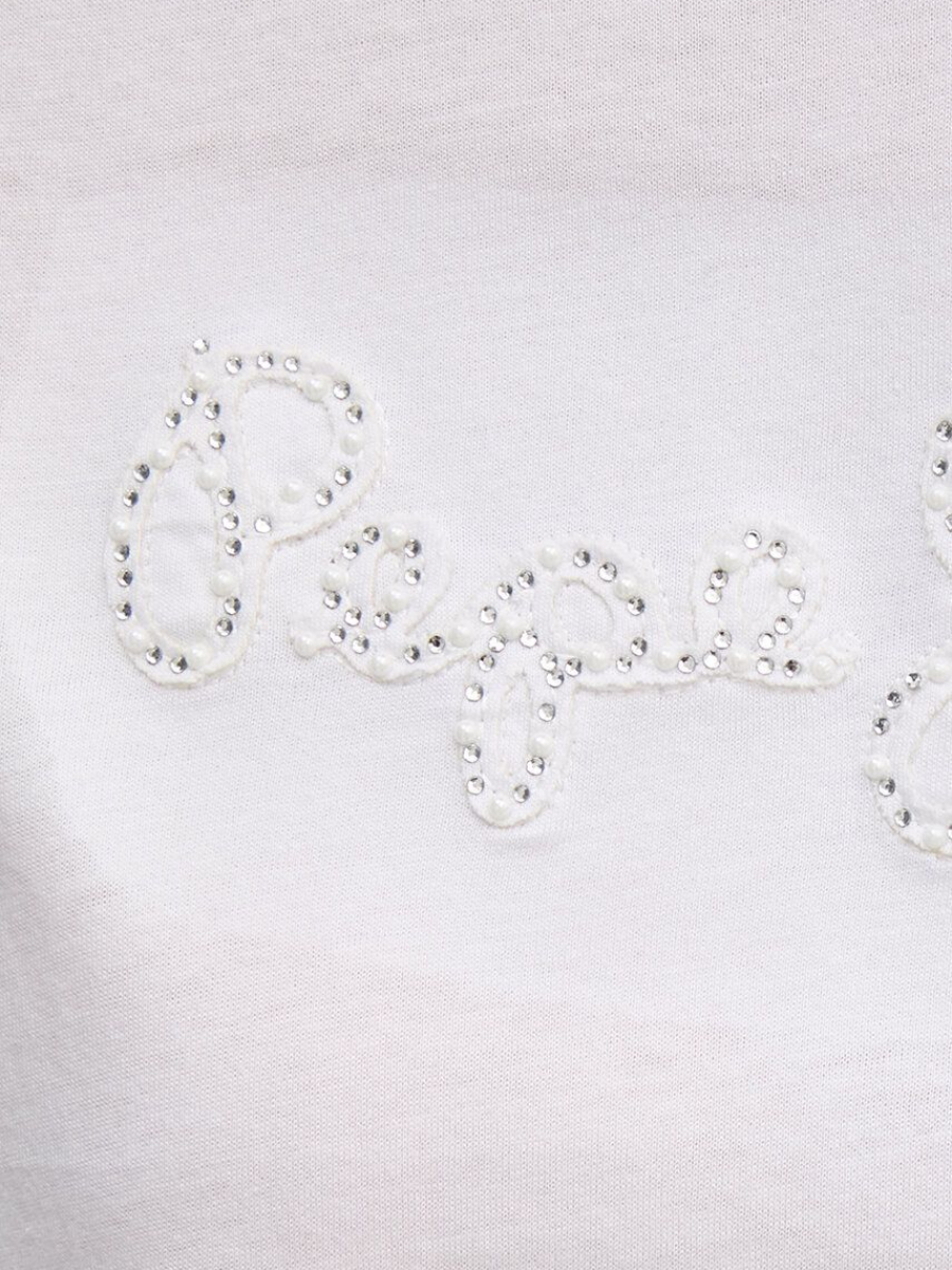 detail Pepe Jeans dámské bílé tričko Espe