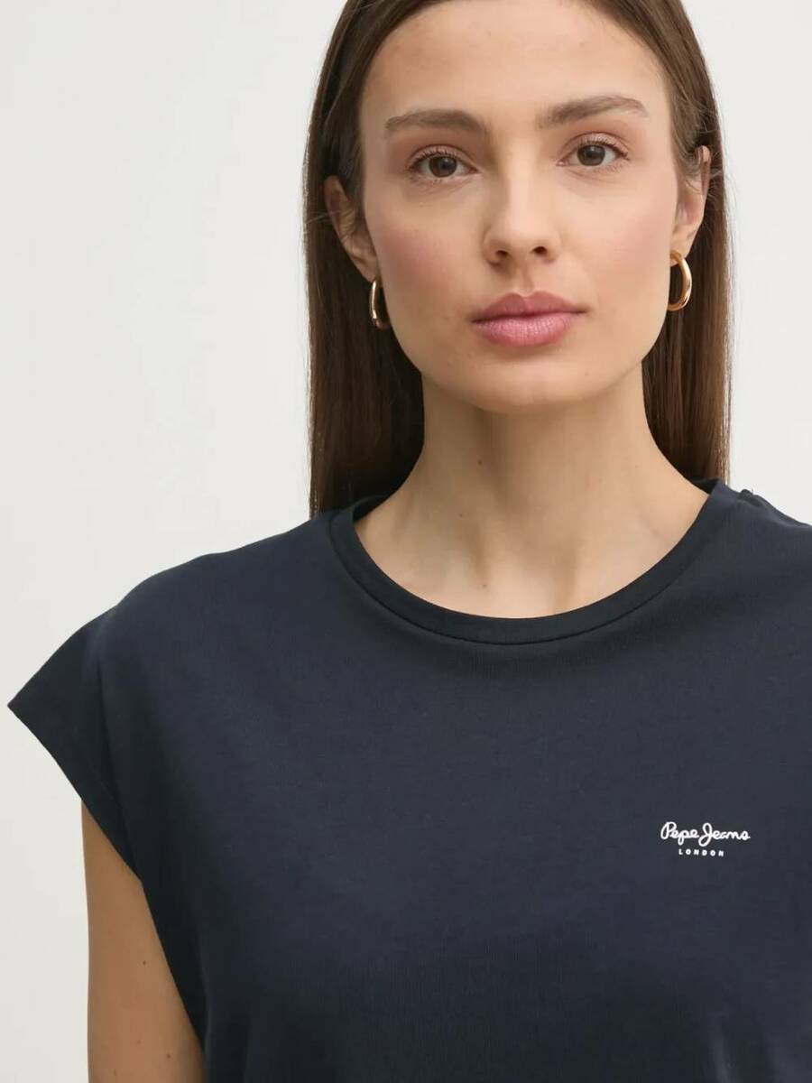 detail Pepe Jeans dámské modré tričko Blooma