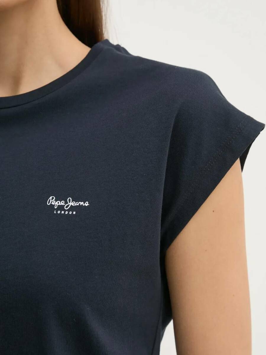 detail Pepe Jeans dámské modré tričko Blooma
