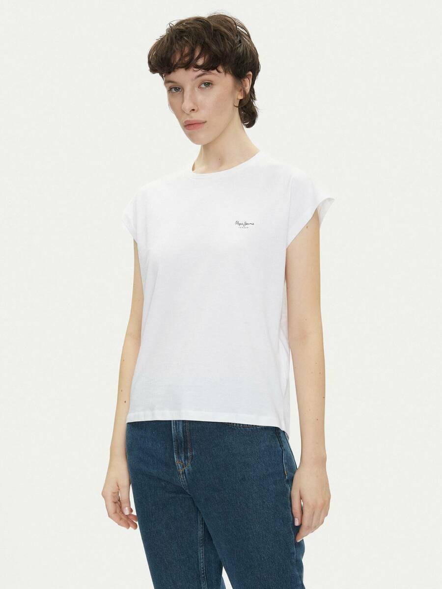 detail Pepe Jeans dámské bílé tričko Blooma