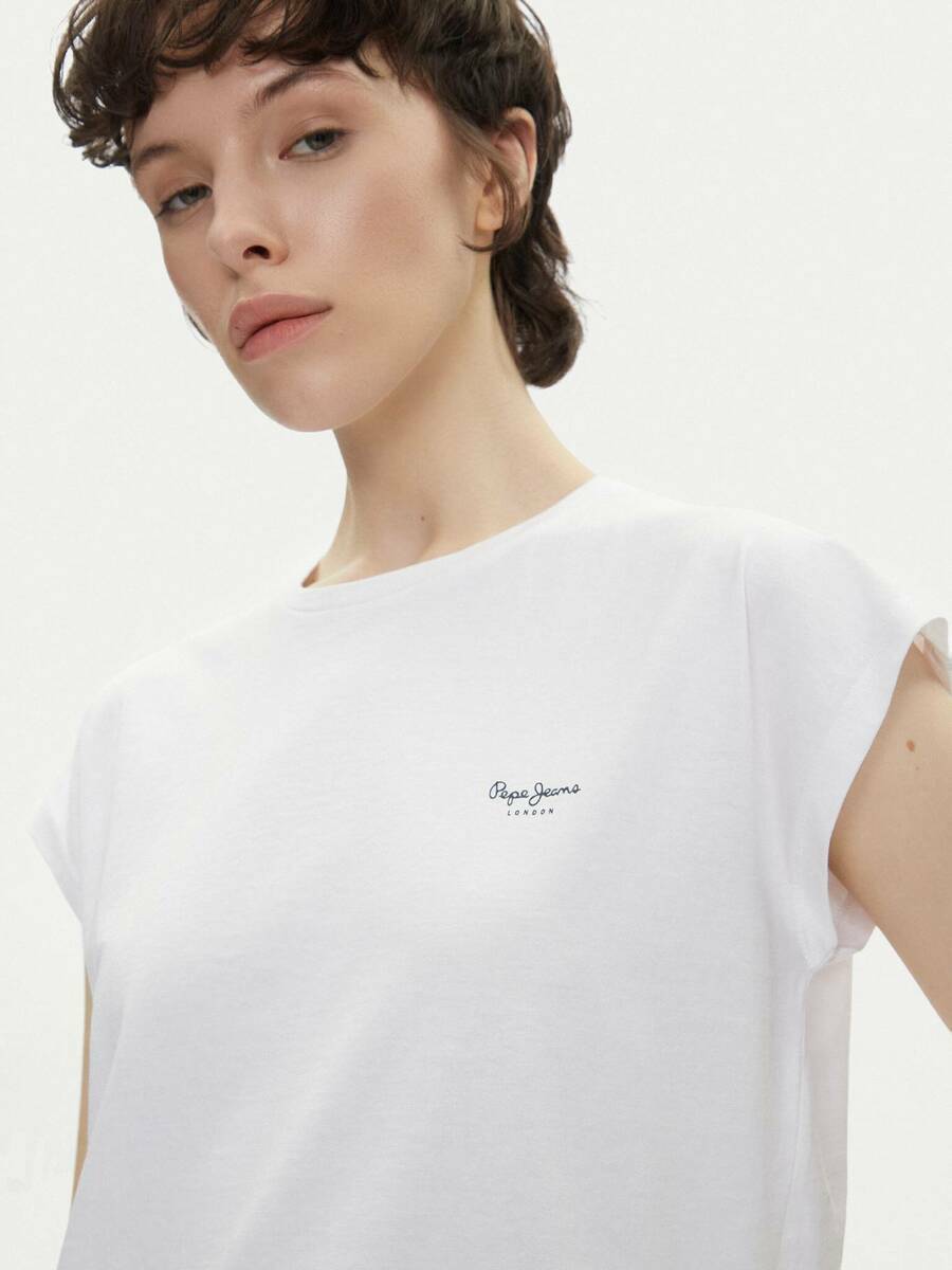 detail Pepe Jeans dámské bílé tričko Blooma