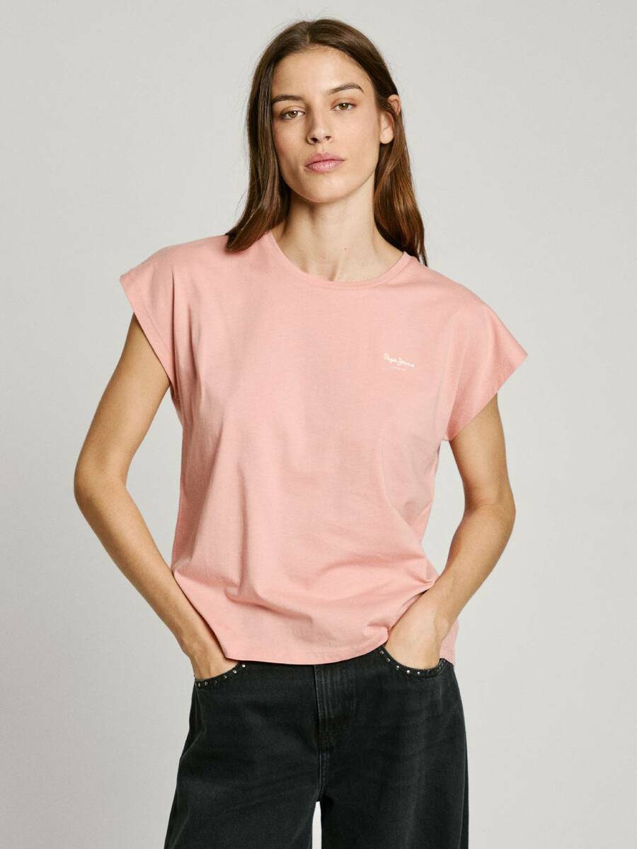 detail Pepe Jeans dámské meruňkové tričko Blooma