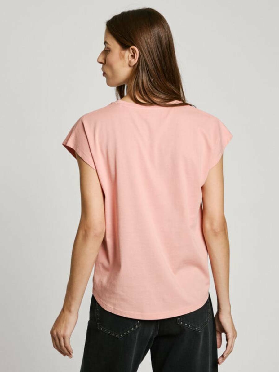 detail Pepe Jeans dámské meruňkové tričko Blooma