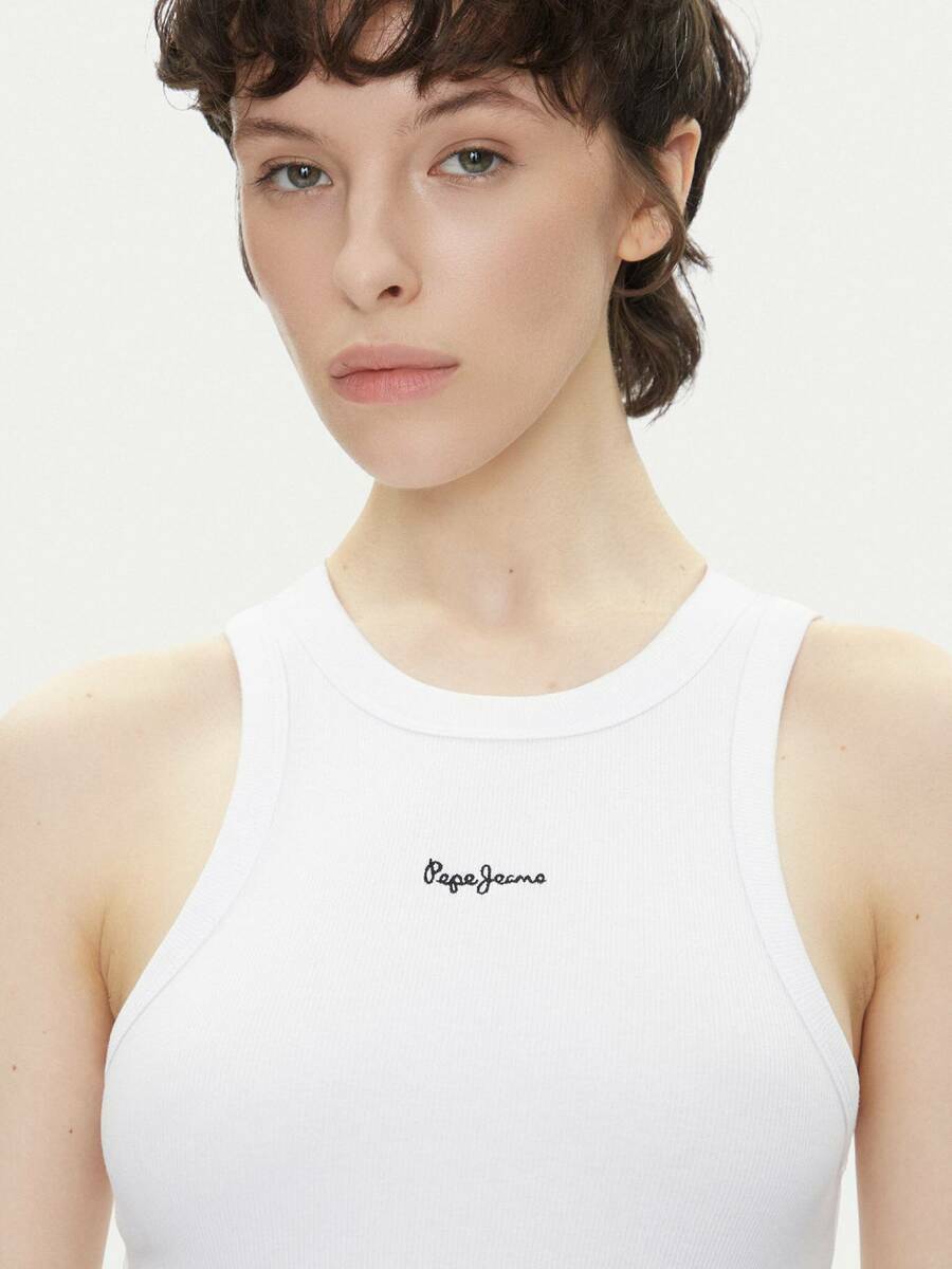 detail Pepe Jeans dámské bílé tílko MARIAN