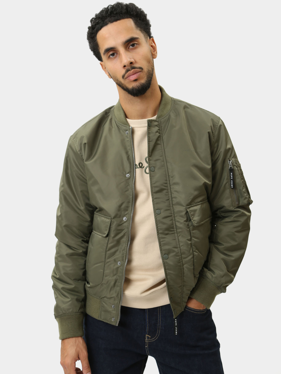 detail Pepe Jeans pánská khaki zelená bunda