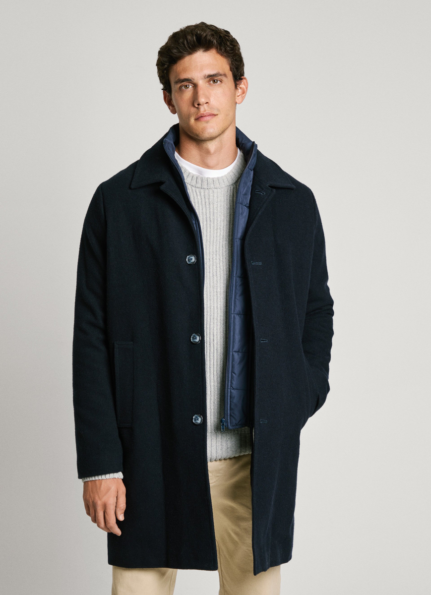 detail Pepe Jeans pánský modrý kabát TRONDHEIM