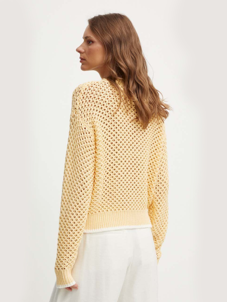 detail Pepe Jeans dámský žlutý svetr ISABELLA