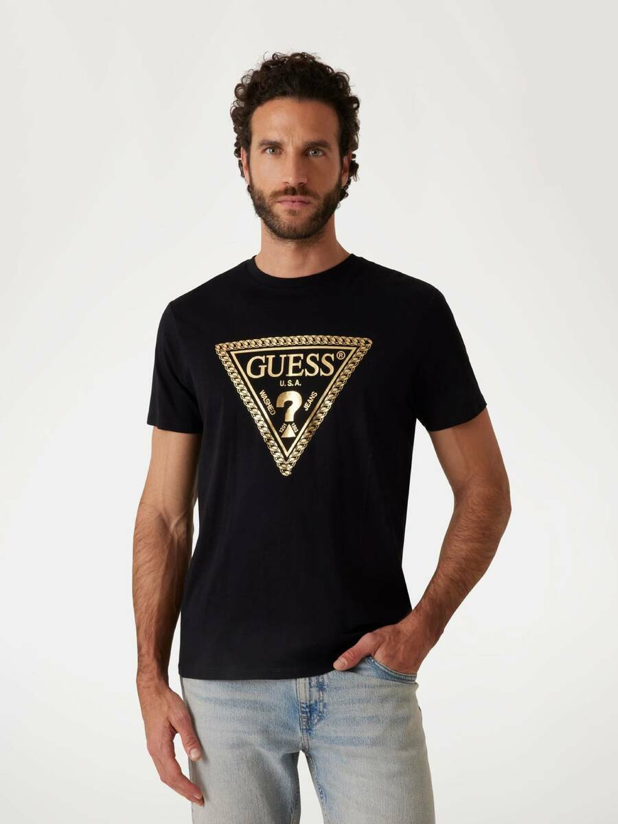 detail Guess pánské černé tričko