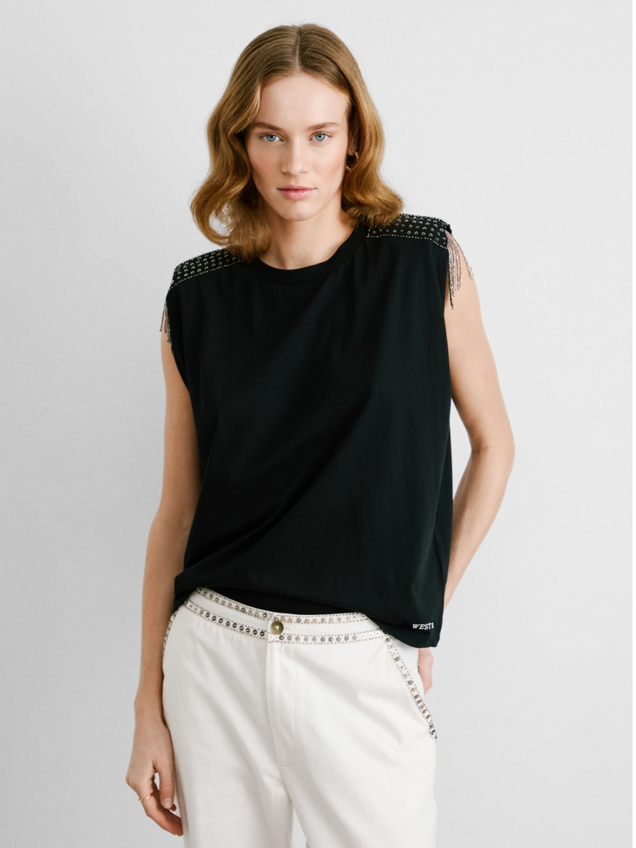 detail Pepe Jeans dámský černý top