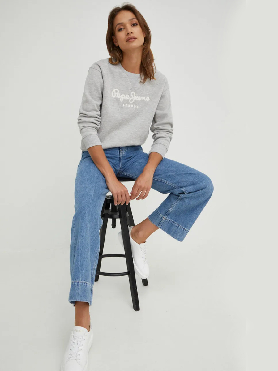 detail Pepe Jeans dámská světle šedá mikina