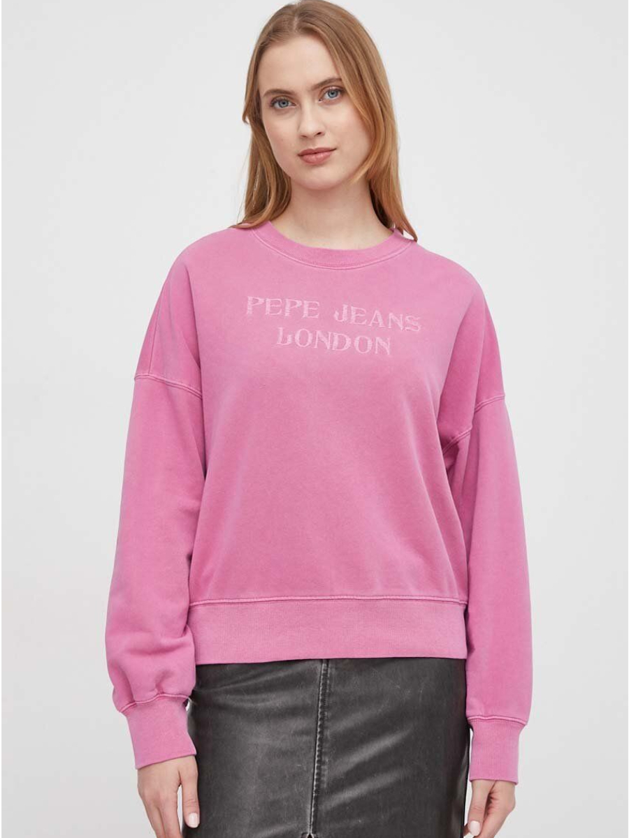 detail Pepe Jeans dámská růžová mikina