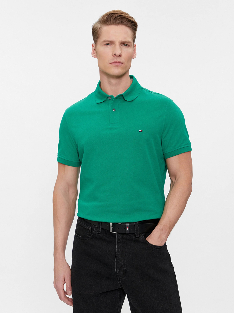 detail Tommy Hilfiger pánské zelené polo tričko