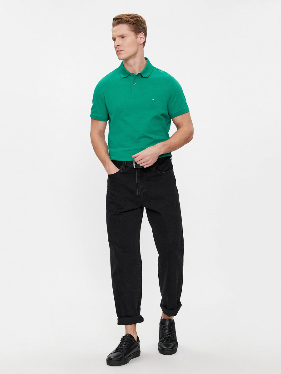 detail Tommy Hilfiger pánské zelené polo tričko