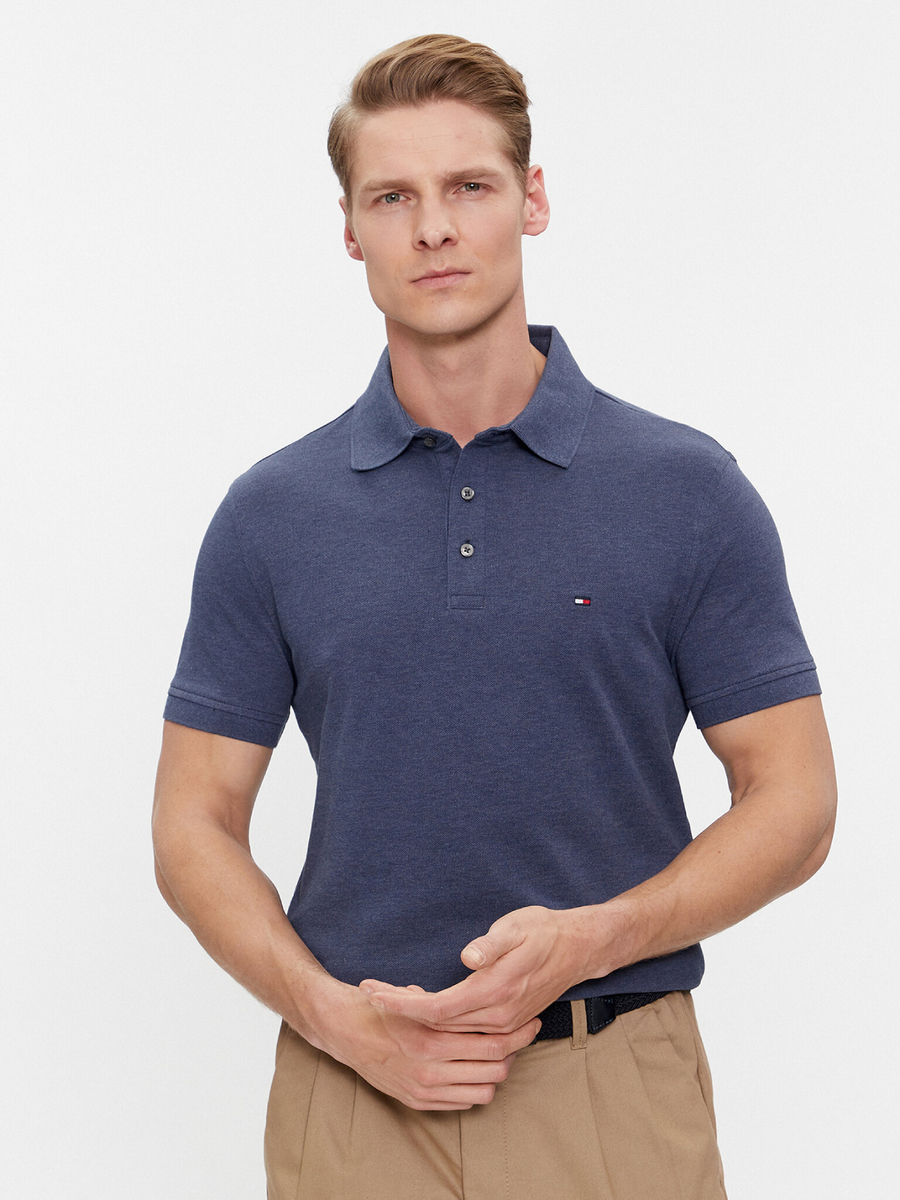 detail Tommy Hilfiger pánské modré polo tričko