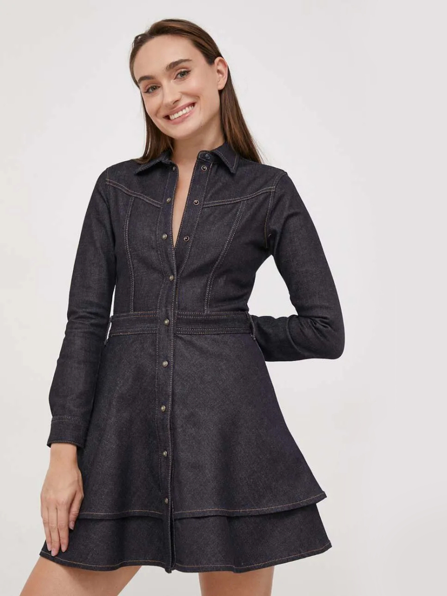 detail Pepe Jeans dámské modré džínové šaty