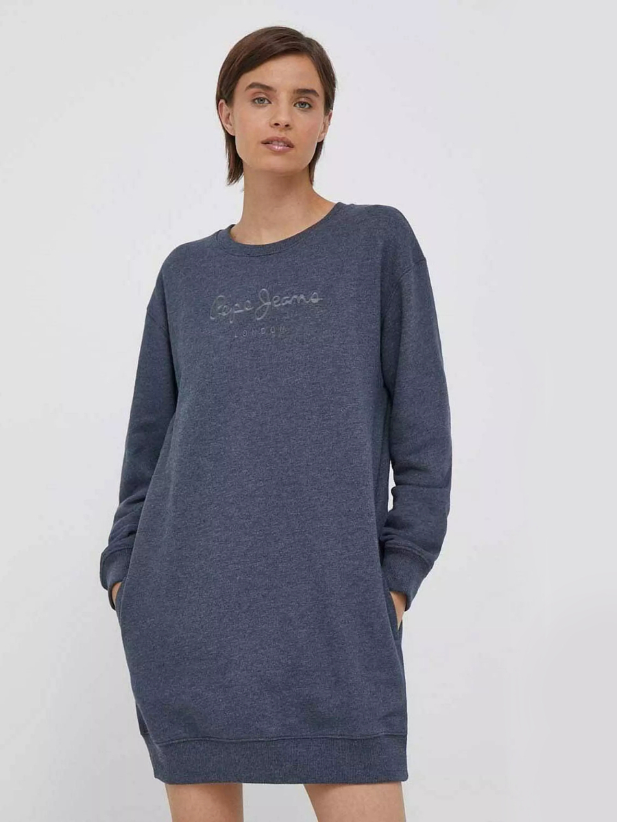 detail Pepe Jeans dámské modré mikinové šaty