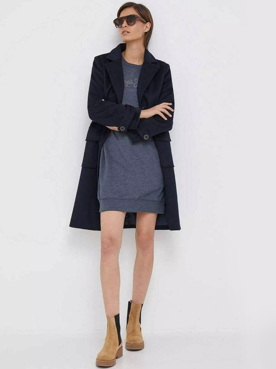 detail Pepe Jeans dámské modré mikinové šaty