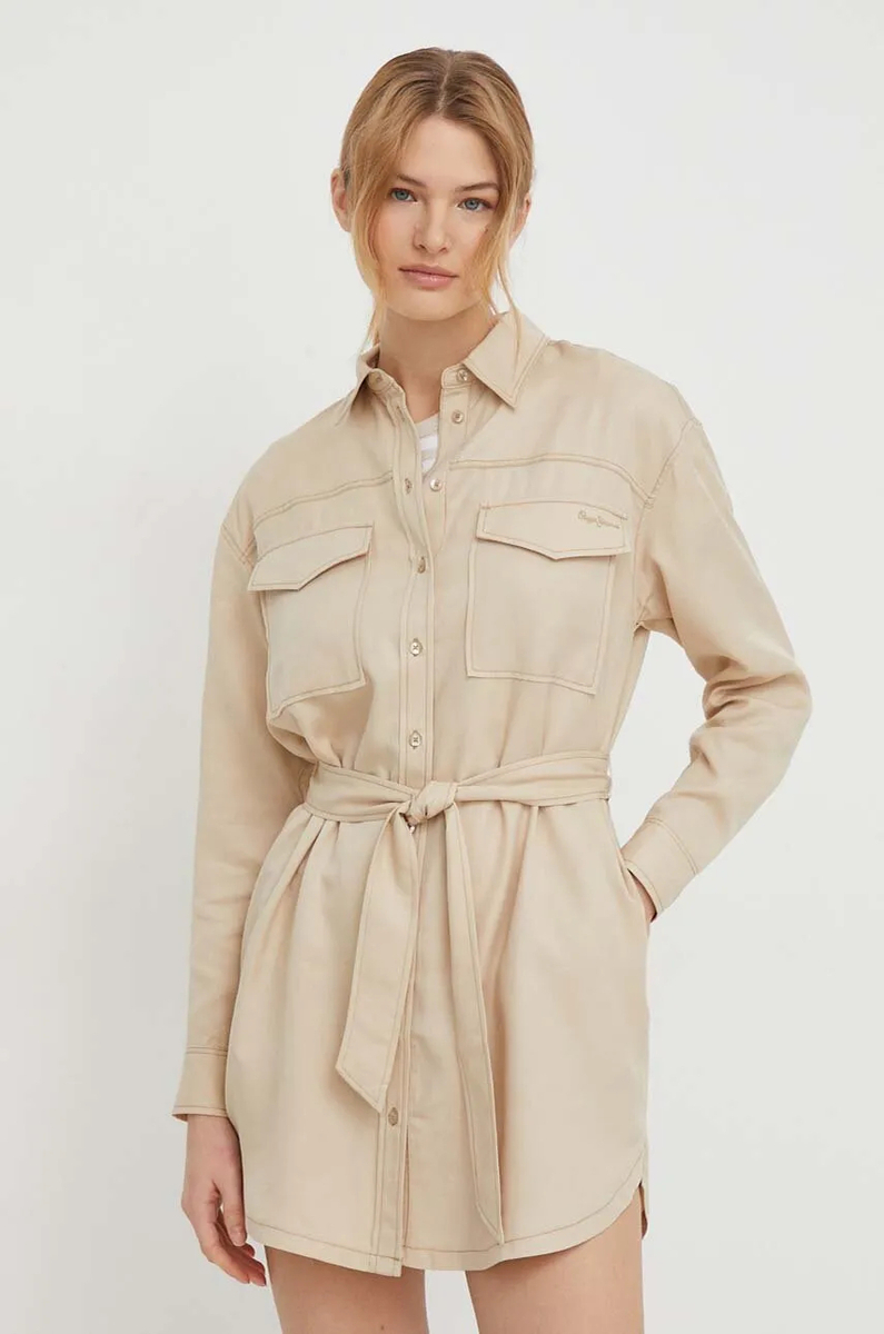 detail Pepe Jeans dámská béžové šaty BEATE