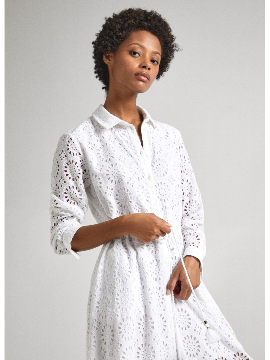 detail Pepe Jeans dámské bílé šaty ETHEL