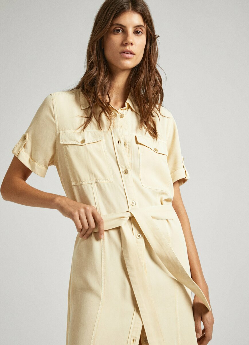 detail Pepe Jeans dámské béžové šaty EVELINDA