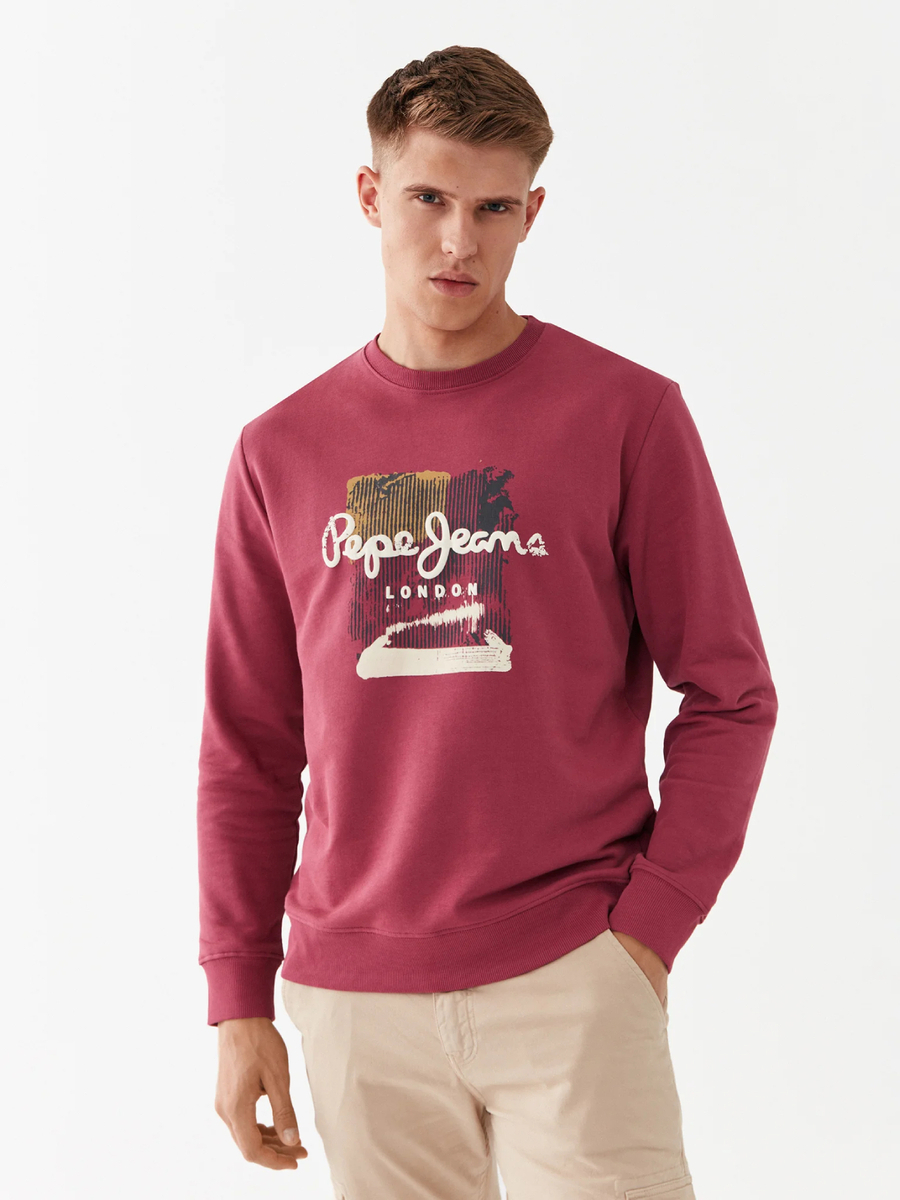 detail Pepe Jeans pánská vínová mikina