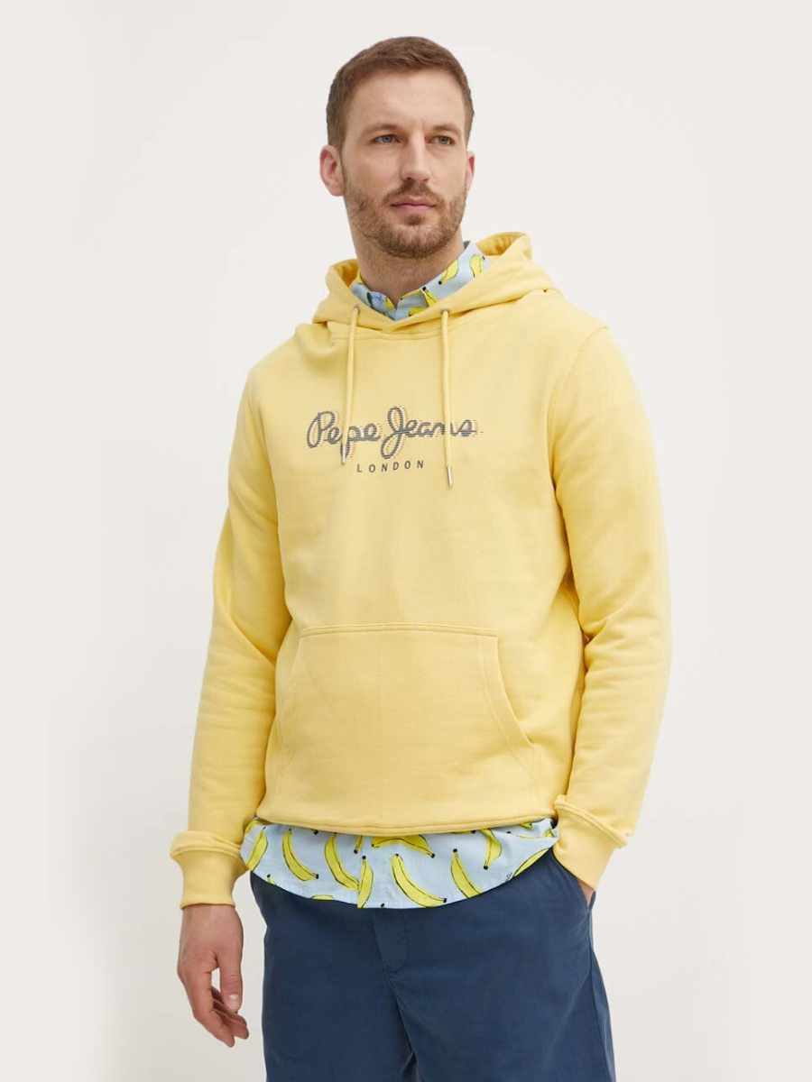 detail Pepe Jeans pánská žlutá mikina