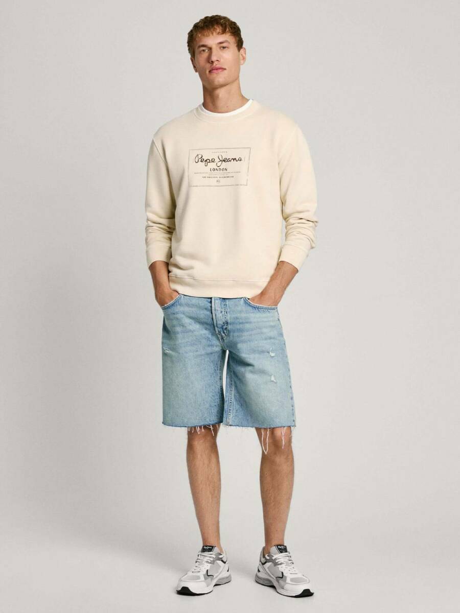 detail Pepe Jeans pánská béžová mikina Simon