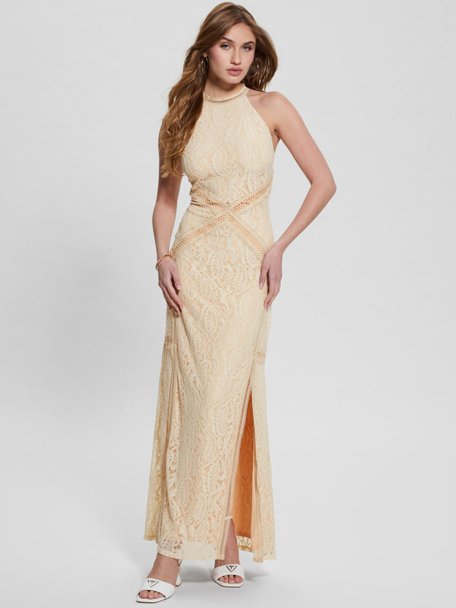 detail Guess dámské béžové krajkové šaty