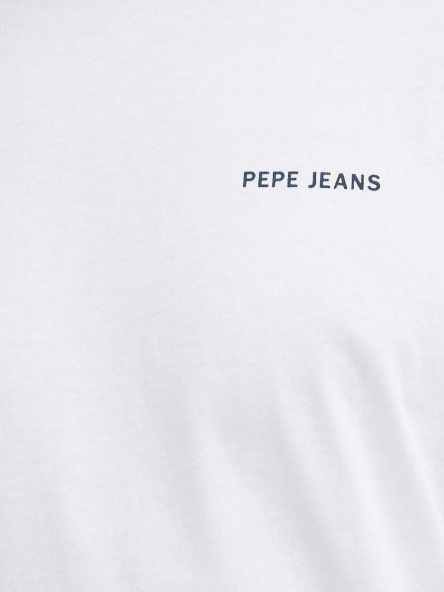 detail Pepe Jeans pánské bílé tričko Callum