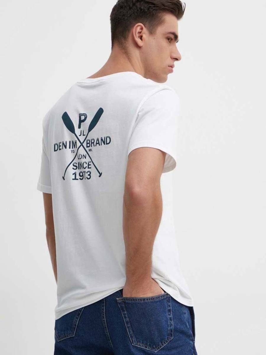 detail Pepe Jeans pánské bílé tričko Callum