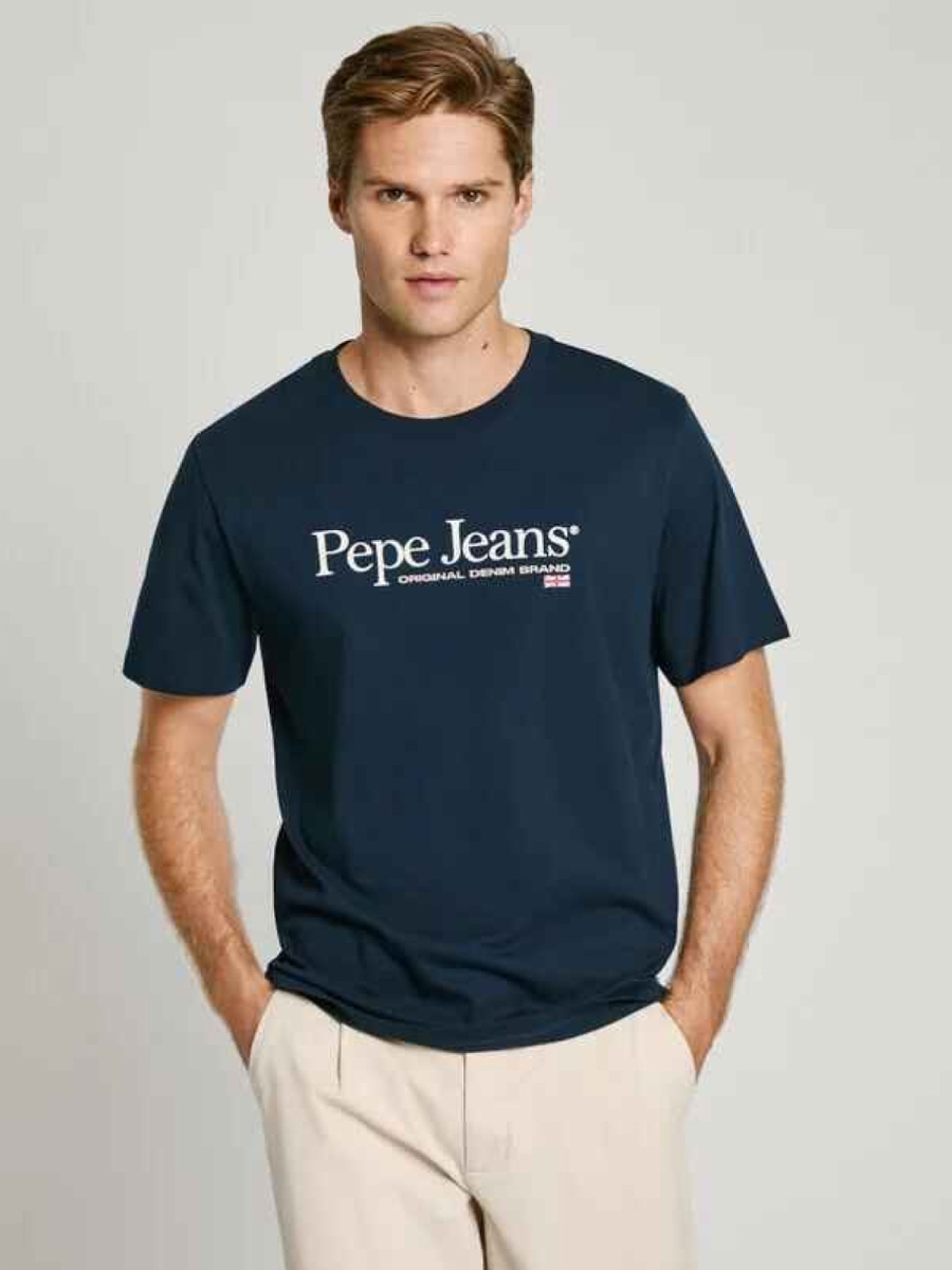 detail Pepe Jeans pánské tmavě modré tričko Albert