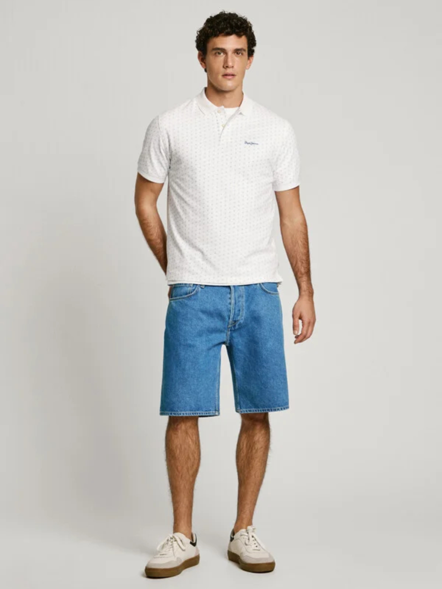 detail Pepe Jeans pánské bílé polo tričko