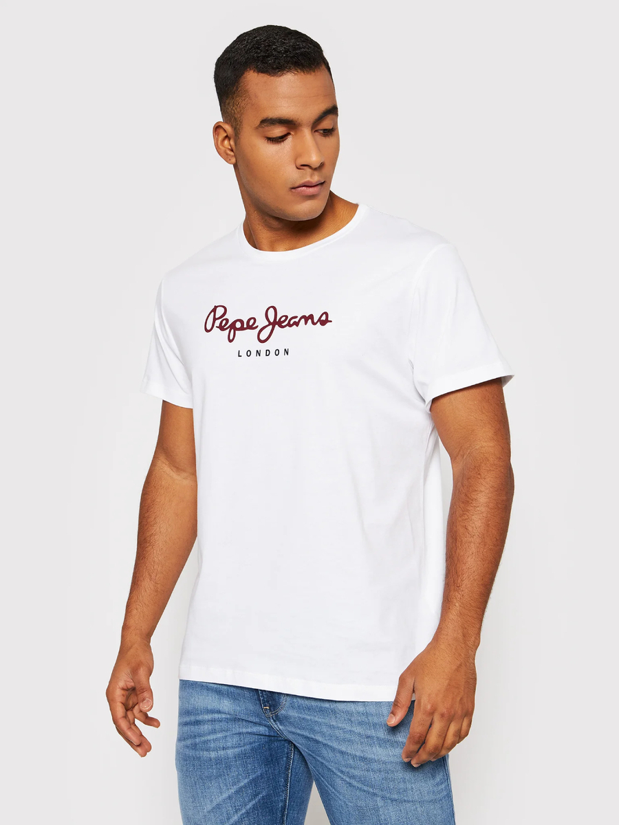 detail Pepe Jeans pánské bílé tričko