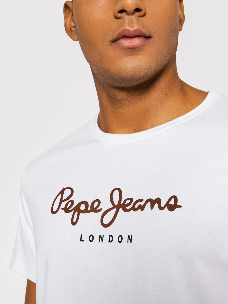 detail Pepe Jeans pánské bílé tričko