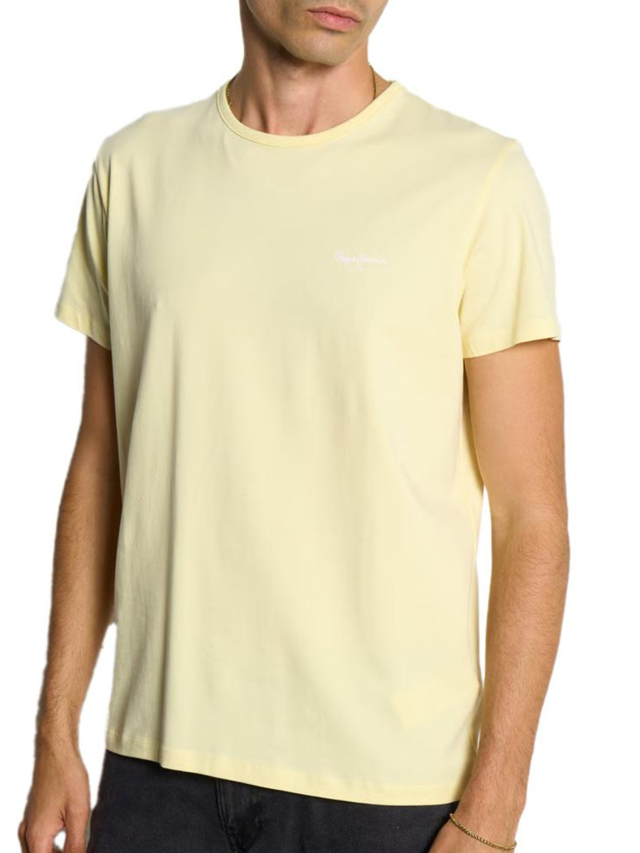 detail Pepe Jeans pánské žluté tričko Basic