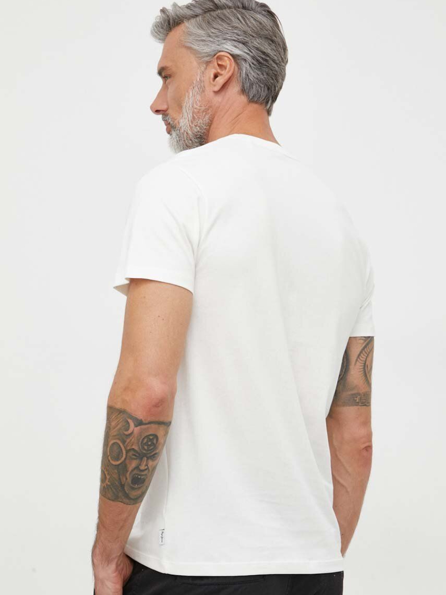 detail Pepe Jeans pánské krémové tričko