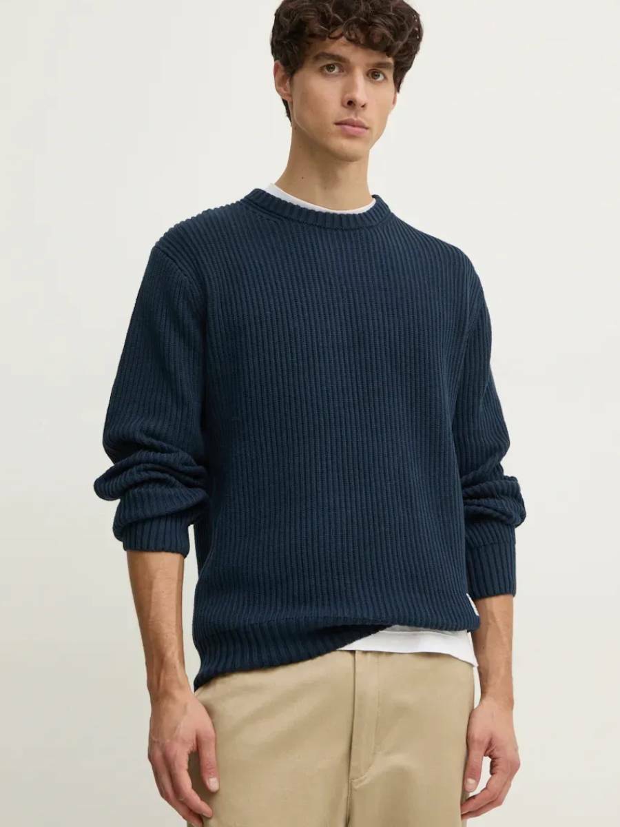 detail Pepe Jeans pánský modrý svetr Colin