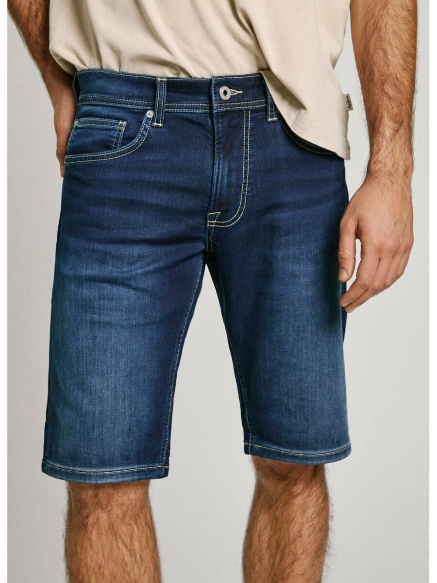detail Pepe Jeans pánské modré džínové kraťasy