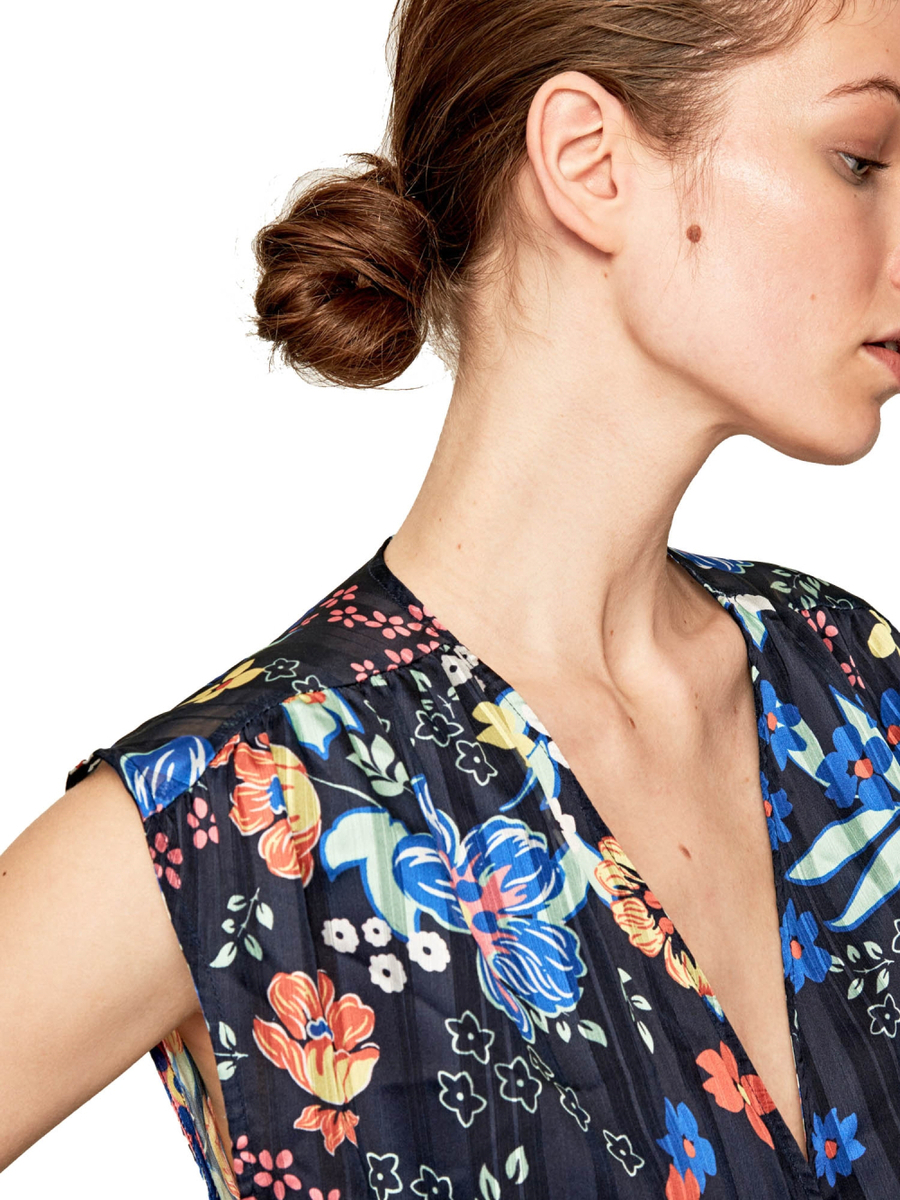 detail Pepe Jeans dámský tmavě modrý vzorovaný top Amaia