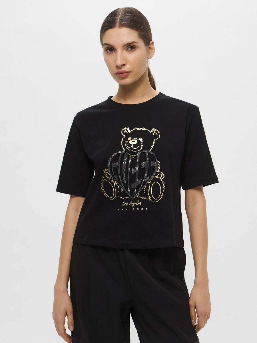 detail Guess dámské černé tričko