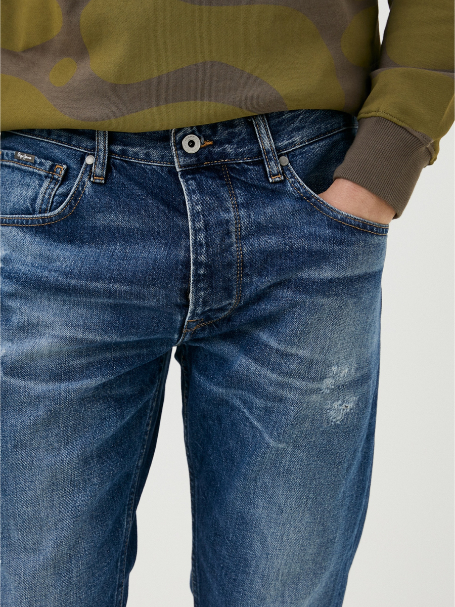 detail Pepe Jeans pánské modré džíny
