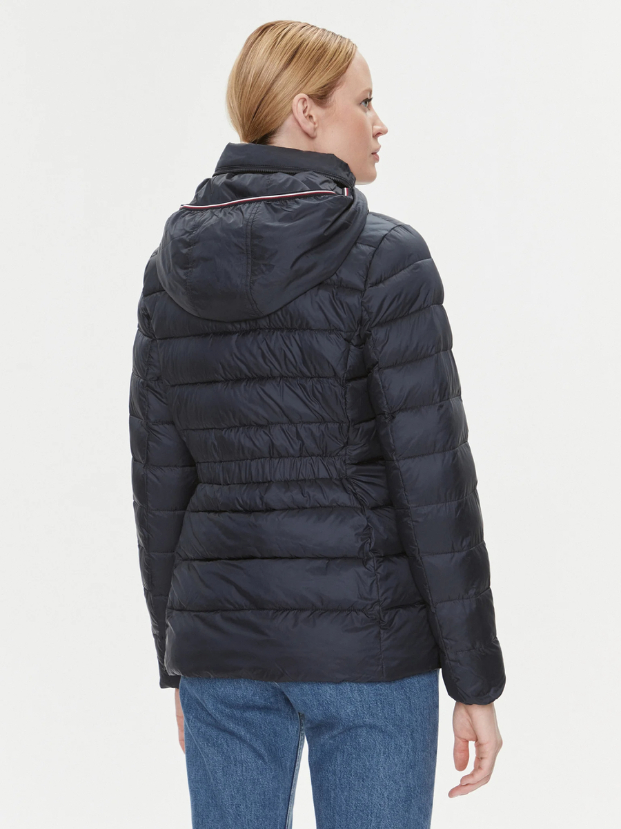 detail Tommy Hilfiger dámská tmavě modrá prošívaná bunda